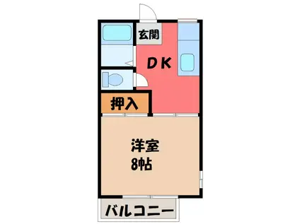 コートシルバー(1DK/2階)の間取り写真