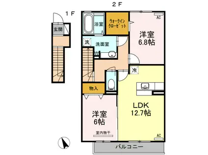 サンローズコートIII(2LDK/2階)の間取り写真