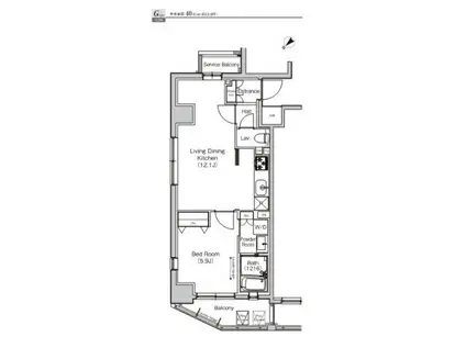 プラウドフラット東中野(1LDK/8階)の間取り写真