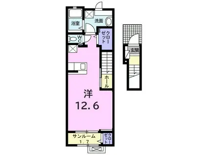 ヴィラージュ ルリ(ワンルーム/2階)の間取り写真