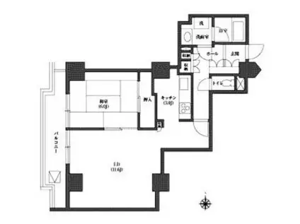 文京グリーンコート ビュータワー本駒込B(1LDK/17階)の間取り写真