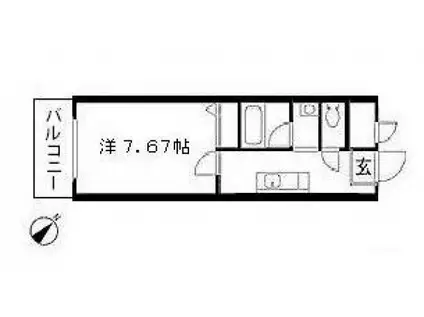ドルフII(1K/3階)の間取り写真