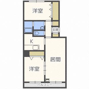 マスセル新発寒B(2LDK/3階)の間取り写真