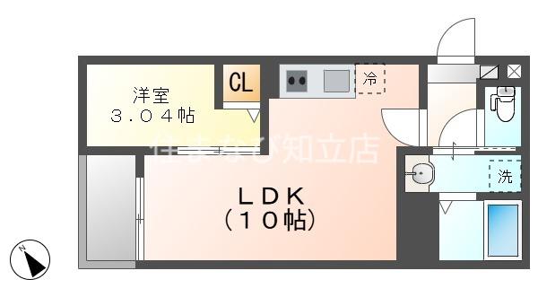 JACK HACHIMANIV(1LDK/3階)の間取り写真