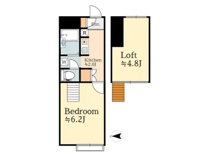 フラッツスクエア(1K/2階)の間取り写真