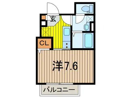 ホワイトライン(1K/1階)の間取り写真