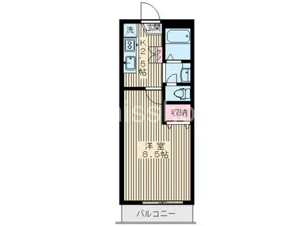 エスポワール赤塚(1K/2階)の間取り写真