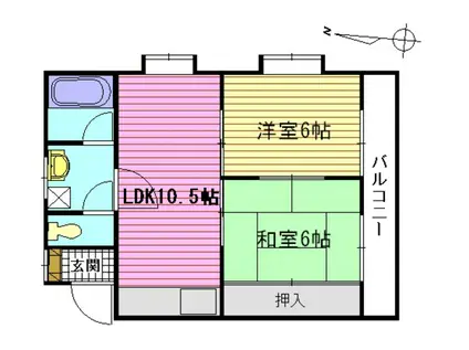 サンバレー胡子(2LDK/1階)の間取り写真