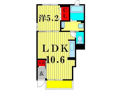 レジデンス・ミナミ(1LDK/1階)の間取り写真