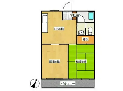 セジュールファイブ(2DK/2階)の間取り写真