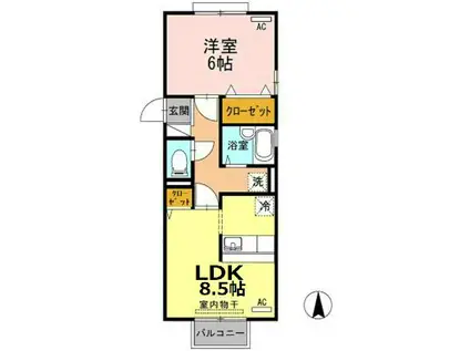 セジュ一ルMIYA(1LDK/1階)の間取り写真