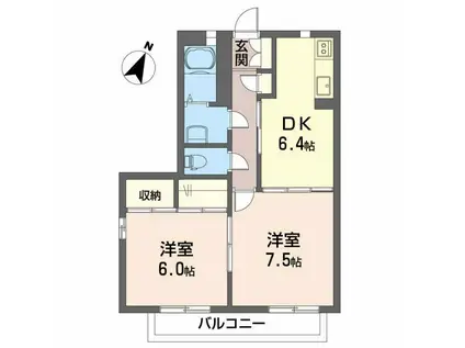 シャーメゾン西本(2DK/1階)の間取り写真