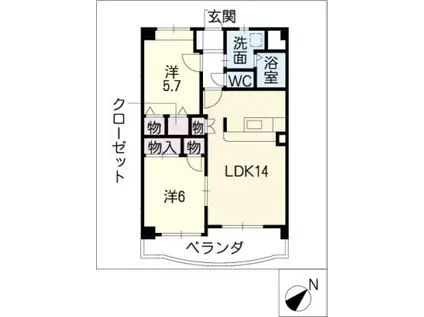 スターライト藤(2LDK/2階)の間取り写真