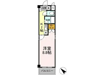 タイムD1(1K/3階)の間取り写真