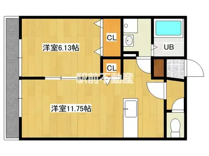 マリアージュ西牟田B(1LDK/1階)の間取り写真