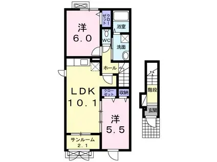 モデッサ(2LDK/2階)の間取り写真
