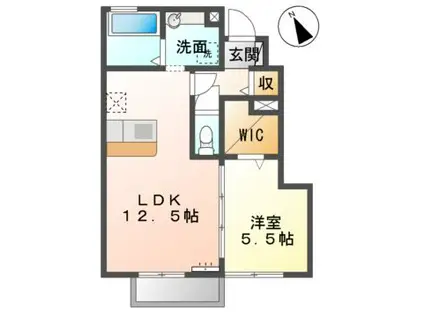 グレイスアベニュー一身田(1LDK/1階)の間取り写真