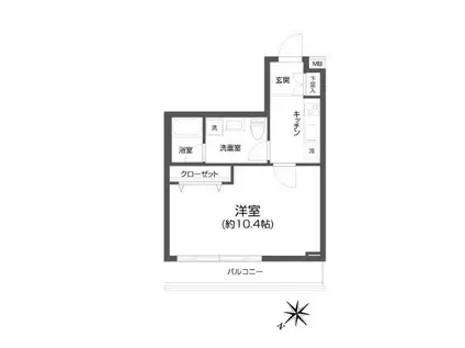 パセオ中目黒(1K/2階)の間取り写真