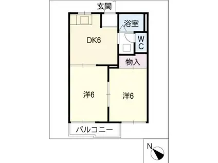 コーポ勝洋A棟(2DK/2階)の間取り写真