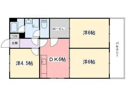 東今宿中村コーポII(3DK/5階)の間取り写真
