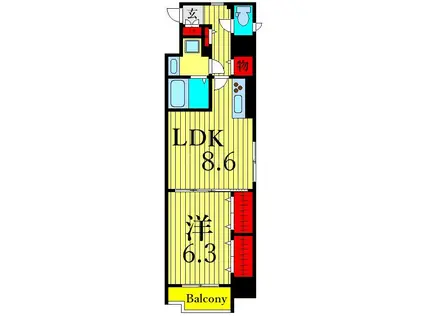 ラ クレール フォンティーヌ(1LDK/8階)の間取り写真