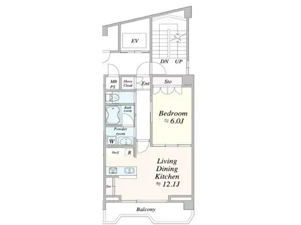 TIMELESS麻布十番(1LDK/4階)の間取り写真