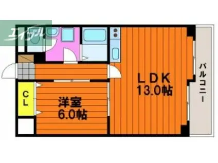 山陽マンション(1LDK/3階)の間取り写真