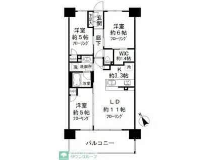 BRILLIA CITY 石神井公園 ATLAS1号棟(3LDK/2階)の間取り写真