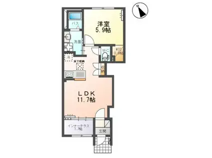 クレストコートII(1LDK/1階)の間取り写真