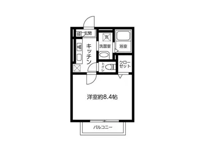 ソレアード(1K/1階)の間取り写真