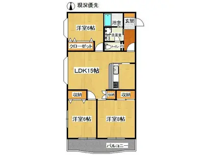 ダイヤ17清住(3LDK/2階)の間取り写真