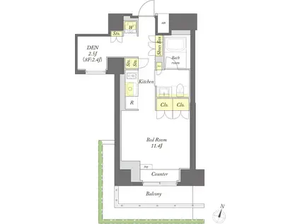 プライムメゾン森下ウエスト(1SK/4階)の間取り写真