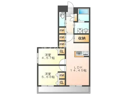 リバーサイド東洋(2LDK/2階)の間取り写真