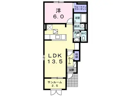トータルインI(1LDK/1階)の間取り写真