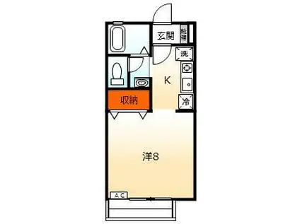 メゾンかがやき(1K/2階)の間取り写真