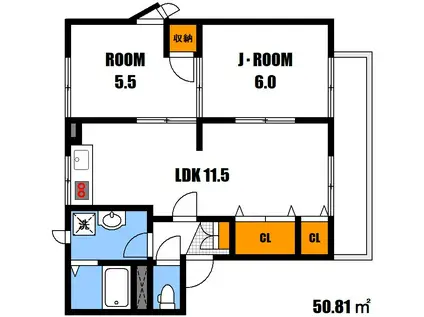 ボービラージュ坂本A棟(2LDK/1階)の間取り写真