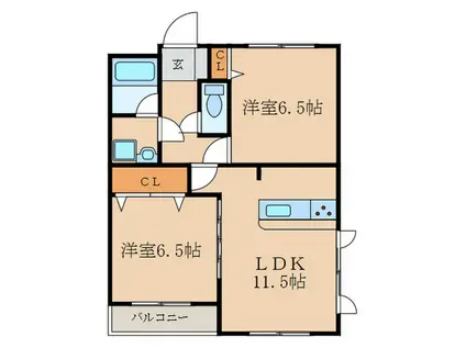 高峰第6晴和ビル(2LDK/3階)の間取り写真