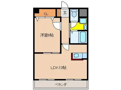 J.FEEL III(1LDK/2階)の間取り写真