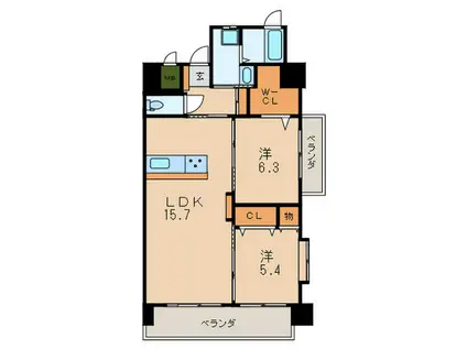 リブラ ブライト(2LDK/6階)の間取り写真