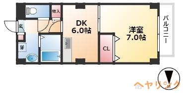 YSハイツ(1DK/1階)の間取り写真