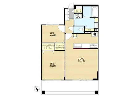 ドメインたまプラーザ(2LDK/3階)の間取り写真