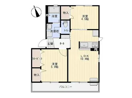 パークタウン茶屋町M(2LDK/2階)の間取り写真