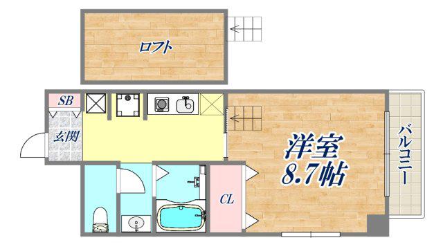 スピリット芦屋(1K/4階)の間取り写真