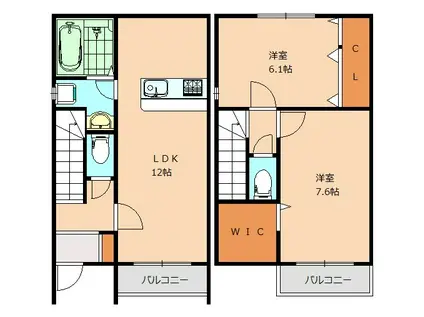 グランドAK中尾(2LDK/1階)の間取り写真