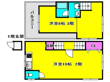 原田通メゾネット(1LDK/2階)の間取り写真