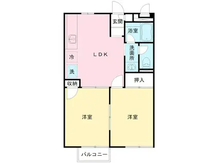 フィルコートII(2DK/2階)の間取り写真