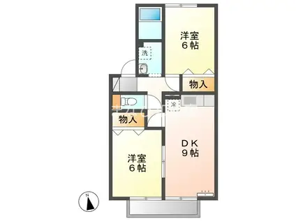 ぷらつとS・OKINO C(2DK/2階)の間取り写真