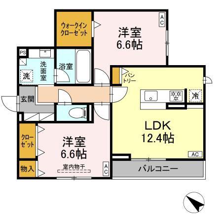 WILLIII(2LDK/2階)の間取り写真