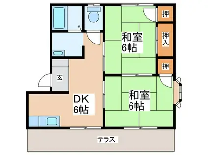 パールハイツ(2DK/1階)の間取り写真