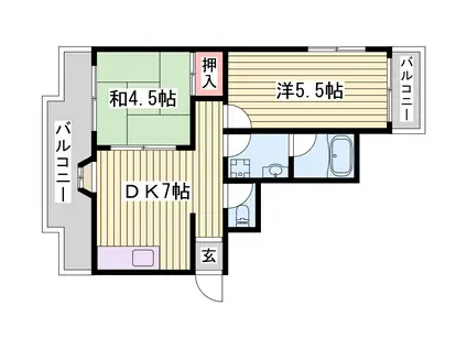 サンライズ伊伝居(2DK/3階)の間取り写真
